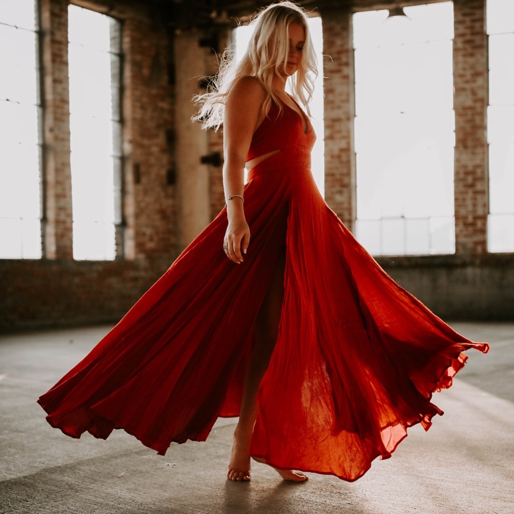 Red flowy dreamy dress